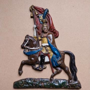 Antiek IJzeren Wanddecoratie - Ridder te Paard beschikbaar voor biedingen