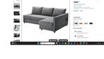 Hoekslaapbank  IKEA Friheten met opberger, donkergrijs, Ophalen, Tweepersoons, 140 cm, Zo goed als nieuw