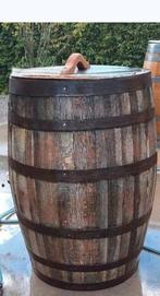 Prachtig mooi eikenhouten regenton gemaakt van wiskyvaten, 150 liter of meer, Ophalen, Zo goed als nieuw, Hout