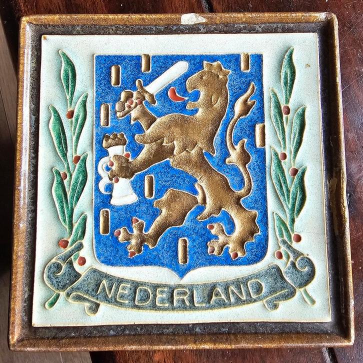 Oud Hollands Tegeltje met Nederlandse Leeuw, Antiek en Kunst, Antiek | Wandborden en Tegels, Ophalen of Verzenden