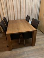 Eettafel met 4 stoelen - in Goede staat!, Ophalen, Gebruikt, Eikenhout, 50 tot 100 cm