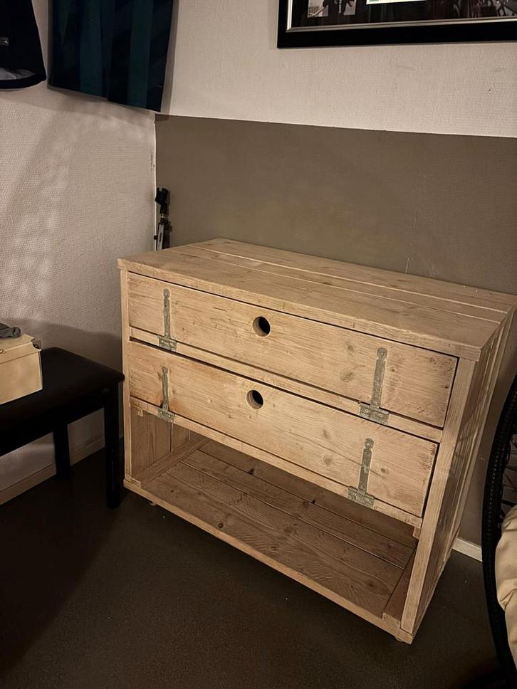 Steigerhouten Kastje met Lades, Huis en Inrichting, Kasten | Dressoirs, 50 tot 100 cm, 25 tot 50 cm, Ophalen