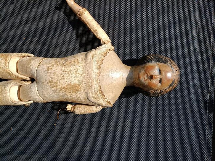 Antieke Ledenpop met Houten Hoofd, Antiek en Kunst, Antiek | Speelgoed, Ophalen of Verzenden