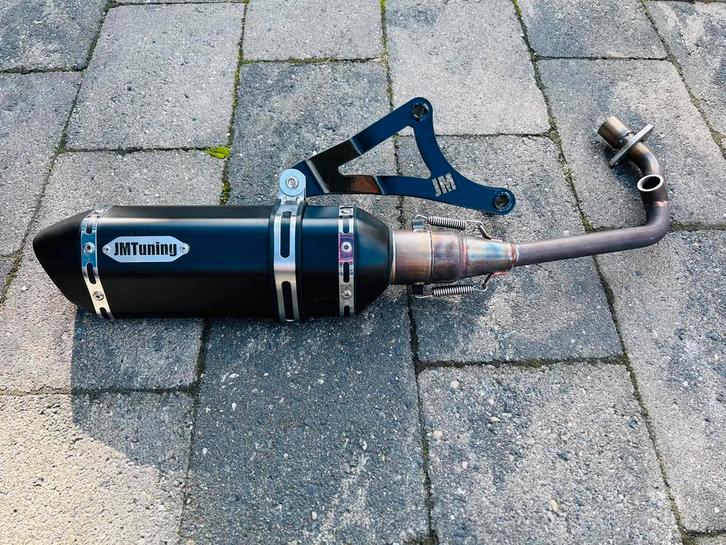 JMTuning RVS Uitlaatdemper complete set, nieuw, Fietsen en Brommers, Brommeronderdelen | Scooters, Nieuw, Piaggio, Uitlaat, Ophalen