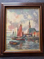 Schilderij boten in haven rangé, Ophalen of Verzenden