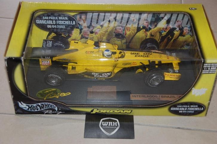 1:18 JORDAN F1 2003 BRAZIL FISICHELLA ltd ed UNIEK WRH, Hobby en Vrije tijd, Modelauto's | 1:18, Zo goed als nieuw, Auto, Hot Wheels