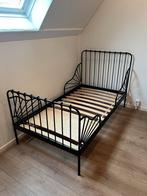 Ikea Minnen meegroeibed - zwart metaal, Huis en Inrichting, Slaapkamer | Bedden, Ophalen, Eenpersoons, Zwart, 80 cm