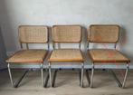 Houten Marcel Breuer stijl webbing stoelen chrome onderstel, Huis en Inrichting, Stoelen, Ophalen, Twee, Bruin, Zo goed als nieuw