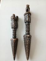 2x Tibet Nepal houten phurba rituele dolk, Ophalen of Verzenden