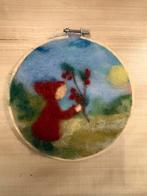 Antroposofisch wolschilderijtje ‘winterwandeling’, Hobby en Vrije tijd, Vilt, Ophalen of Verzenden, Nieuw, Figuurtje(s), Wolvilt