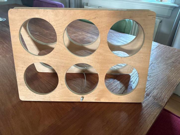 Houten Wijnrek voor 6 Flessen, twee stuks., Huis en Inrichting, Woonaccessoires | Wijnrekken, Gebruikt, Minder dan 50 cm, Hout