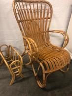 Vintage midcentury bamboe rotan zeteltje Rohe, Huis en Inrichting, Stoelen, Ophalen, Gebruikt, Bruin, Eén