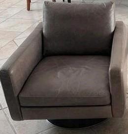Leren Draaistoel, Huis en Inrichting, Fauteuils, Zo goed als nieuw, Leer, Metaal, 75 tot 100 cm, 75 tot 100 cm, Ophalen
