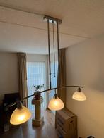 Klassieke 3-delige Hanglamp, Huis en Inrichting, Lampen | Hanglampen, Ophalen, Gebruikt, Glas, 50 tot 75 cm