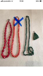 Oude sieraden bloedkoraal en malaschiet, Ophalen of Verzenden, Overige materialen, Ketting