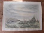 Aquarel landschap Terschelling bij Oosterend, Antiek en Kunst, Kunst | Schilderijen | Klassiek, Ophalen of Verzenden