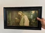 Vintage Jezus Schilderij met Zwarte Lijst, Antiek en Kunst, Ophalen