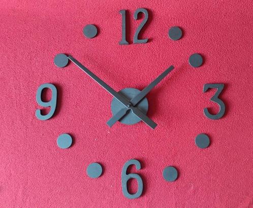 DIY XL randloze grote wandklok met quartz uurwerk - zwart, Huis en Inrichting, Woonaccessoires | Klokken, Nieuw, Wandklok, Analoog