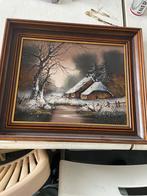 Schilderij Winterlandschap met Huizen, Antiek en Kunst, Ophalen of Verzenden