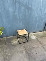 Industriële Bijzettafel / Plantenstandaard – Hout & Metaal, Huis en Inrichting, Ophalen, Gebruikt, 50 tot 100 cm, Vierkant