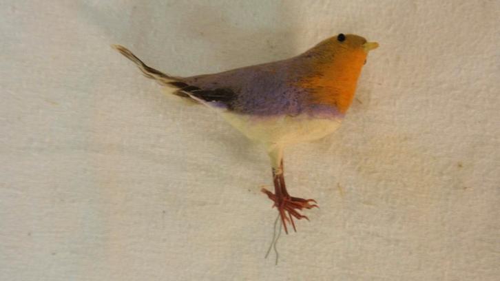 Oude kerstbal cotton bird roodborstje voor kerstboom, Diversen, Kerst, Gebruikt, Ophalen of Verzenden