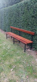 Houten tuinbank met metalen frame, Ophalen of Verzenden, Gebruikt, Hout