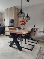 Blank Eiken Eettafel met 4 Stoelen - Zo Goed Als Nieuw!, Ophalen of Verzenden