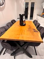 Eiken eettafel + 6 antraciet stoelen - zo goed als nieuw!, Huis en Inrichting, Tafels | Eettafels, Ophalen, Eikenhout, 50 tot 100 cm