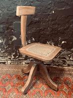 Bijzondere vintage antieke houten stoel webbing industrieel, Ophalen