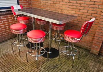 FIFTIES SIXTIES AMERIKAANSE BEL AIR BARKRUKKEN MET BARTAFEL  beschikbaar voor biedingen