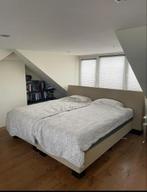 Kingsize boxspring 240x200 met hoofdbord, Ophalen, Gebruikt, Beige, Tweepersoons