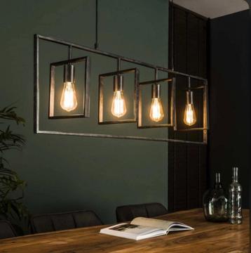 **INDUSTRIËLE HANGLAMP 4-LICHTS | MODERN FRAME DESIGN | ZWAR beschikbaar voor biedingen