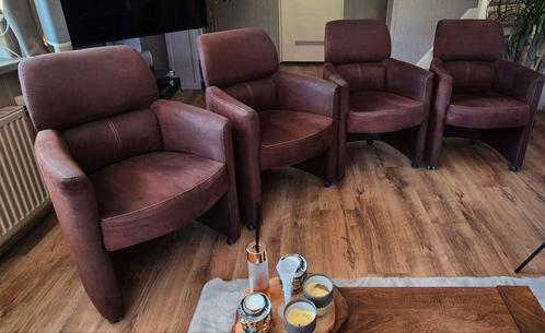 Bruine alcantara stof stoelen, Huis en Inrichting, Fauteuils, Zo goed als nieuw, Stof, Minder dan 75 cm, Ophalen