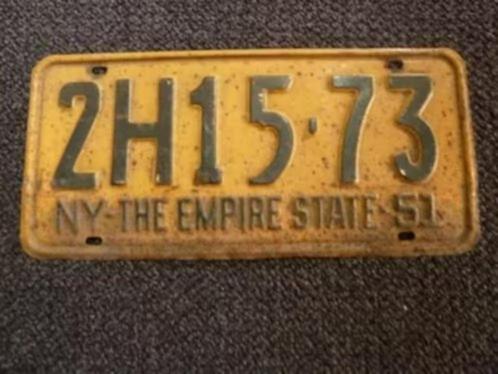 Kentekenplaat licenseplate New York Empire State 1951 2 USA, Verzamelen, Automerken, Motoren en Formule 1, Gebruikt, Auto's, Ophalen of Verzenden
