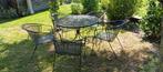 Ijzeren tuinset 5 stoelen en tafel, Tuin en Terras, Tuinstoelen, Ophalen, Zo goed als nieuw, Metaal