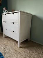 Witte houten commode met 3 lades, Huis en Inrichting, Ophalen, Gebruikt, 50 tot 100 cm, Minder dan 100 cm