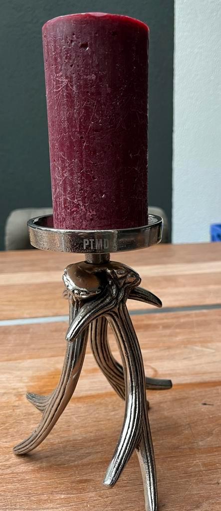 🫎PTMD design  kandelaar gewei– zilver kleurig-, Huis en Inrichting, Woonaccessoires | Kandelaars en Kaarsen, Zo goed als nieuw