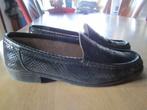 F1937 Loafers instappers 6,5 zwart slangenleer kroko lede, Verzenden, Zo goed als nieuw, Instappers, Zwart