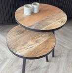 Magazijn Leegverkoop Set ronde salontafels mangohout metaal, Nieuw, Ophalen of Verzenden, Info@wkhome.nl, Argonweg 20 Amersfoort