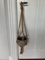 Beton look hangpot touw, Tuin en Terras, Bloembakken en Plantenbakken, Beton, Rond, Minder dan 60 cm, Ophalen of Verzenden