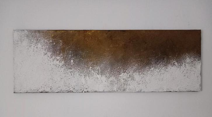PANEEL IN BRUINTINTEN 120X40 CM, Antiek en Kunst, Kunst | Schilderijen | Abstract, Ophalen