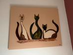 Abstract Schilderij: Drie Katten, Antiek en Kunst, Kunst | Schilderijen | Klassiek, Ophalen