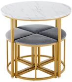 Keukentafel met 4 krukjes, Ophalen of Verzenden, Zo goed als nieuw, Rechthoekig