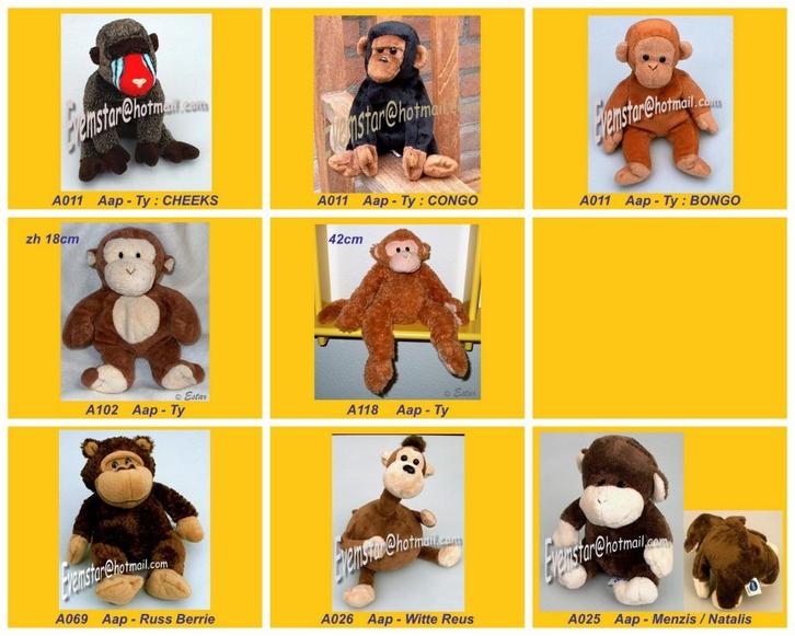 aap aapje Ty Russ Berrie Witte Reus Menzis Natalis, Kinderen en Baby's, Speelgoed | Knuffels en Pluche, Zo goed als nieuw, Overige typen