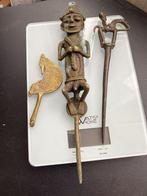 Tribal art bronzen stafhoofden s13, Antiek en Kunst, Ophalen of Verzenden, Brons