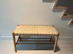 Mooie houten bankje met geweven zitting, Huis en Inrichting, Stoelen, Bruin, Ophalen of Verzenden, Zo goed als nieuw, Eén
