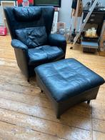 Desede lounge chair met hocker zwart leder De Sede, Huis en Inrichting, Fauteuils, Gebruikt, Ophalen of Verzenden