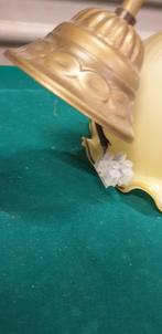 Hanglamp, vintage, van messing, hout en glas, Huis en Inrichting, Lampen | Hanglampen, Ophalen of Verzenden, 'T Olde Gre-j, Info@toldegrej.nl