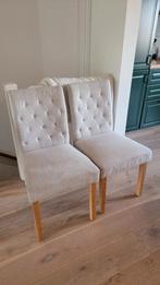2 Crème Kleurige Eetkamerstoelen, Huis en Inrichting, Stoelen, Ophalen, Hout, Gebruikt, Twee