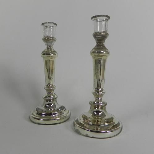 Set van 2 kwikzilveren kandelaars, rond 1900 (armeluiszilver, Antiek en Kunst, Antiek | Kandelaars, Keramiek of Aardewerk, Ophalen of Verzenden